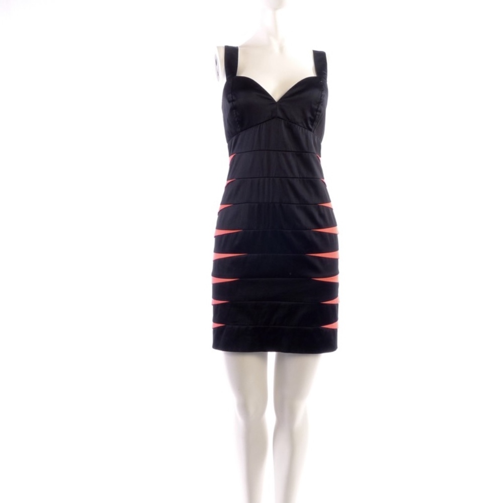 VTG H&M Flame Dress Y2K Bodycon Satin Stretch Shapely Bombshell Women Size 8